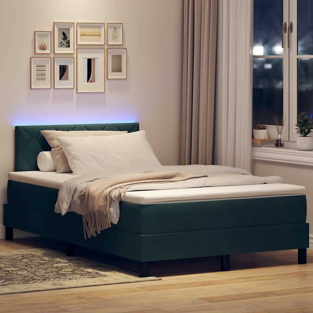 LED Box Spring Krevet Tamnozelena 120 x 190 cm Baršun