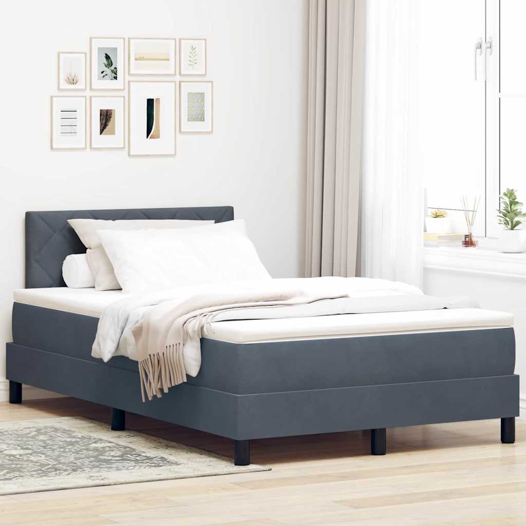 LED Box Spring Krevet s madracem Tamno siva 120 x 200 cm Baršun