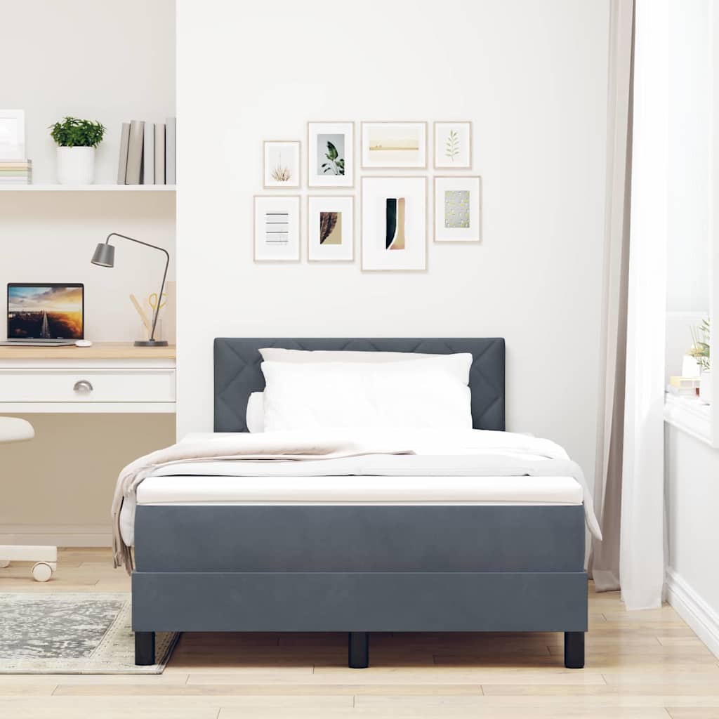 LED Box Spring Krevet s madracem Tamno siva 120 x 200 cm Baršun