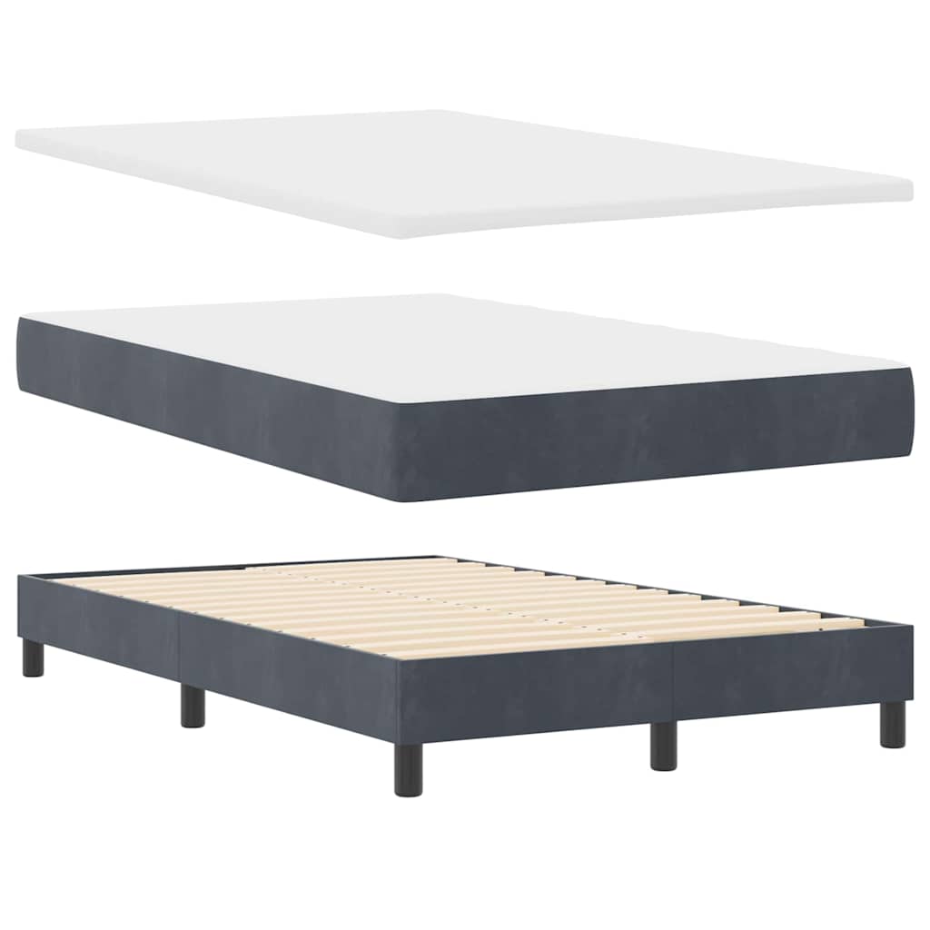 LED Box Spring Krevet s madracem Tamno siva 120 x 200 cm Baršun