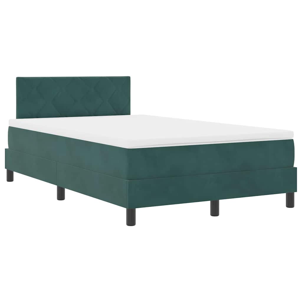 LED Box Spring Krevet Tamnozelena 120 x 200 cm Baršun