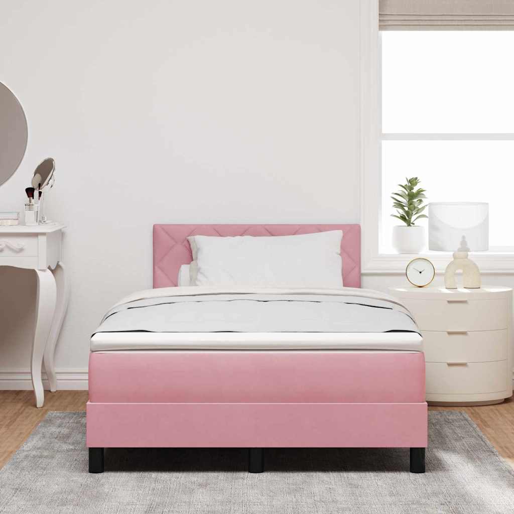 LED Box Spring Krevet s madracem Ružičasta 120 x 200 cm Baršun