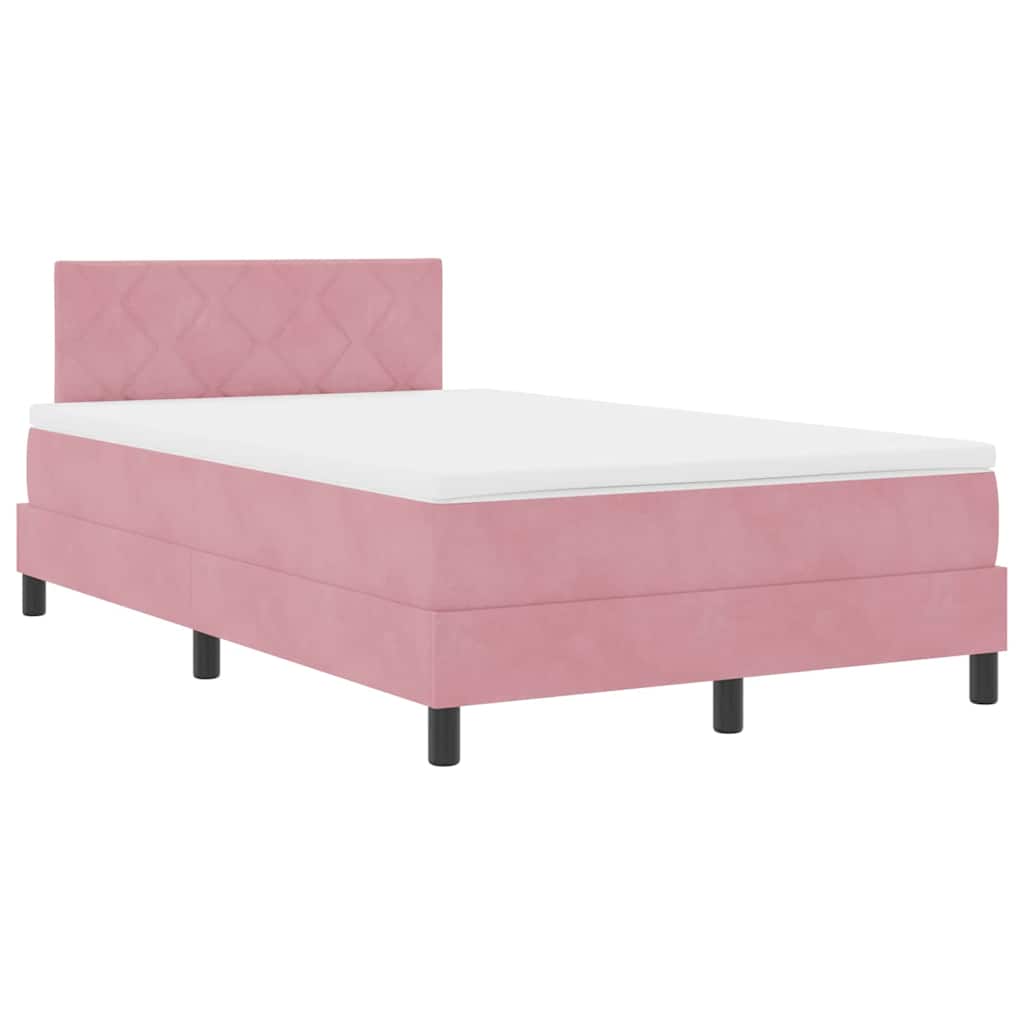 LED Box Spring Krevet s madracem Ružičasta 120 x 200 cm Baršun
