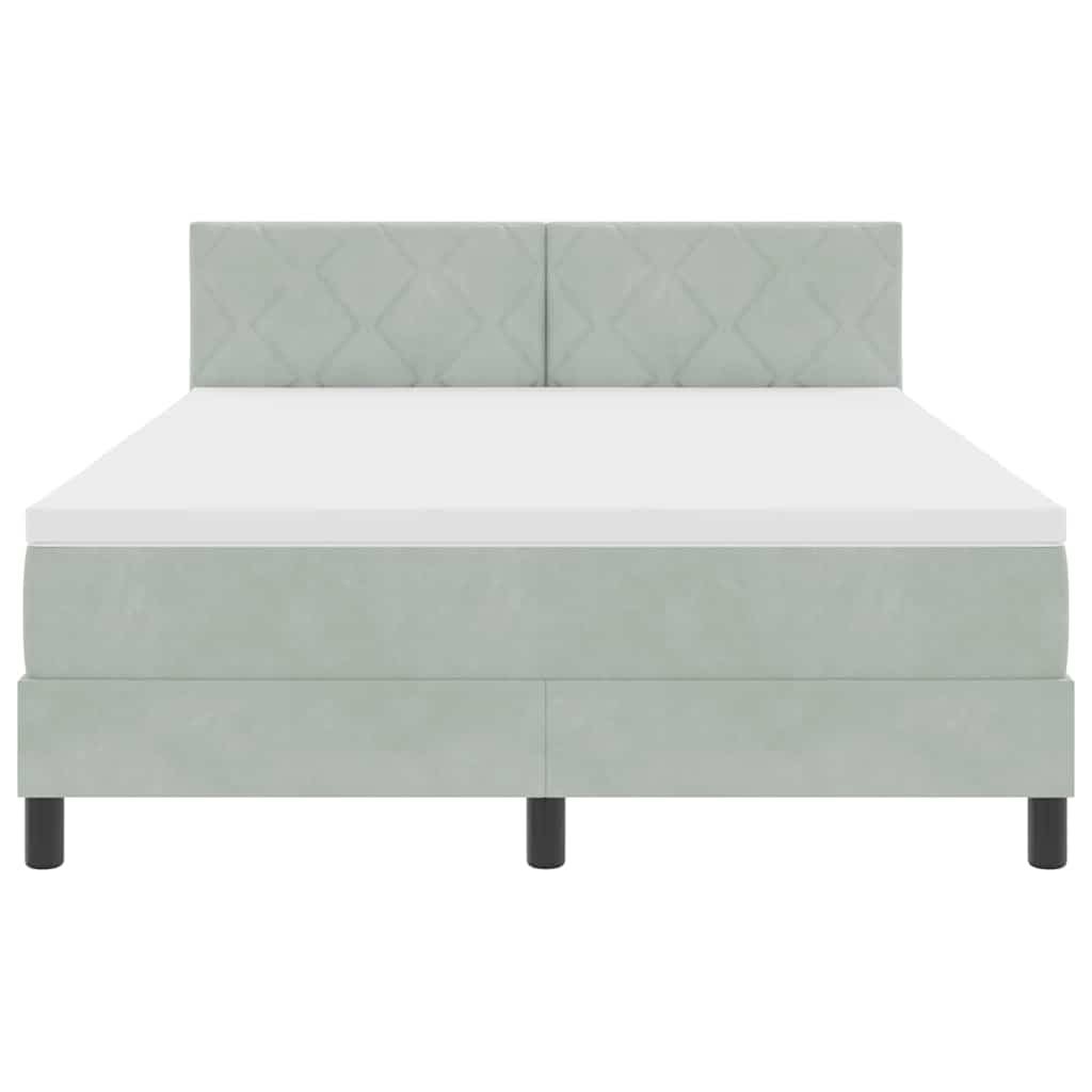 LED Box Spring Krevet Svijetlo siva 140 x 190 cm Baršun
