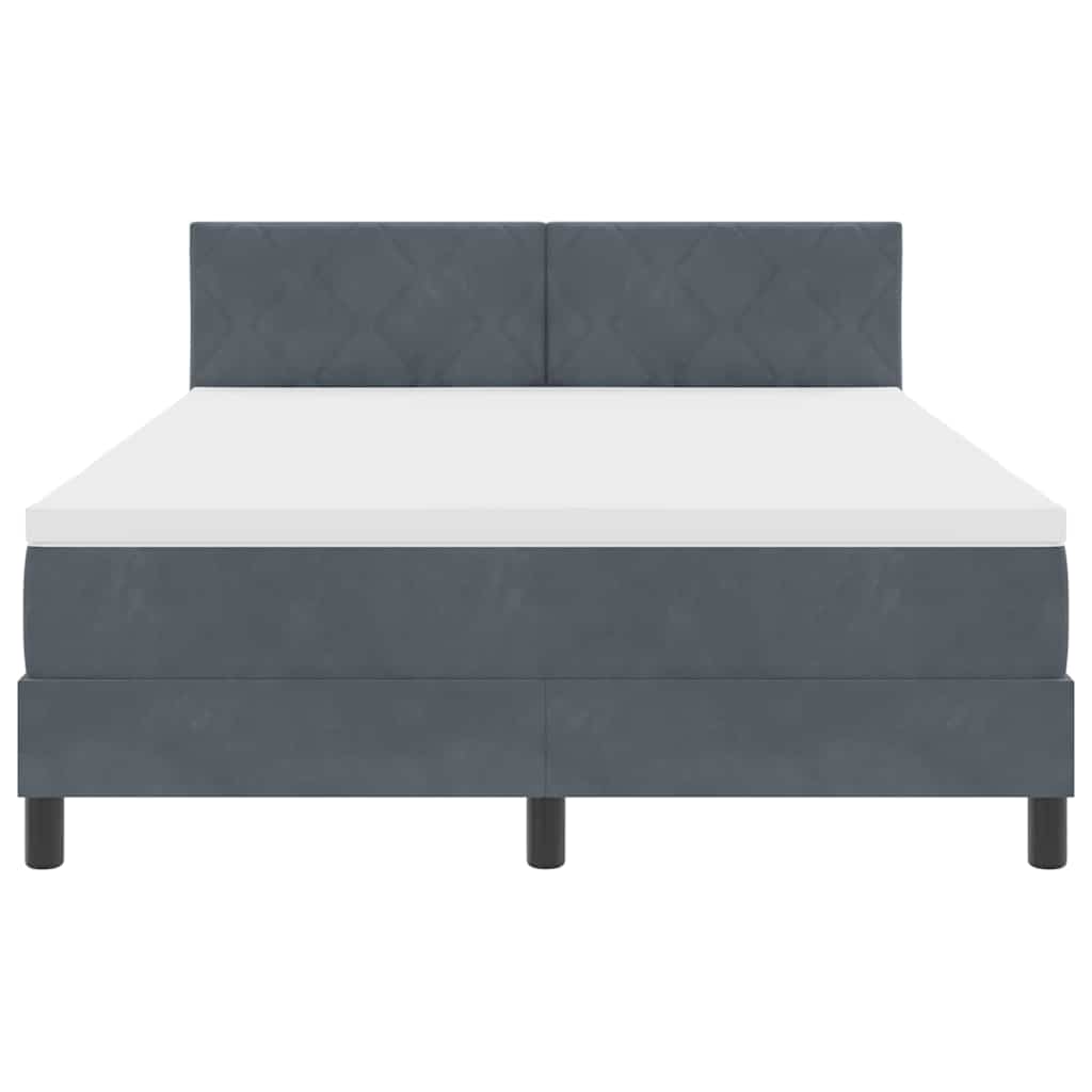 LED Box Spring Krevet Tamno siva 140 x 190 cm Baršun