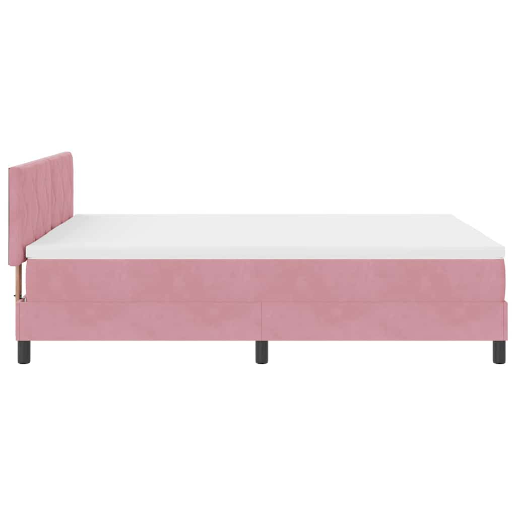 LED Box Spring Krevet Ružičasta 140 x 190 cm Baršun