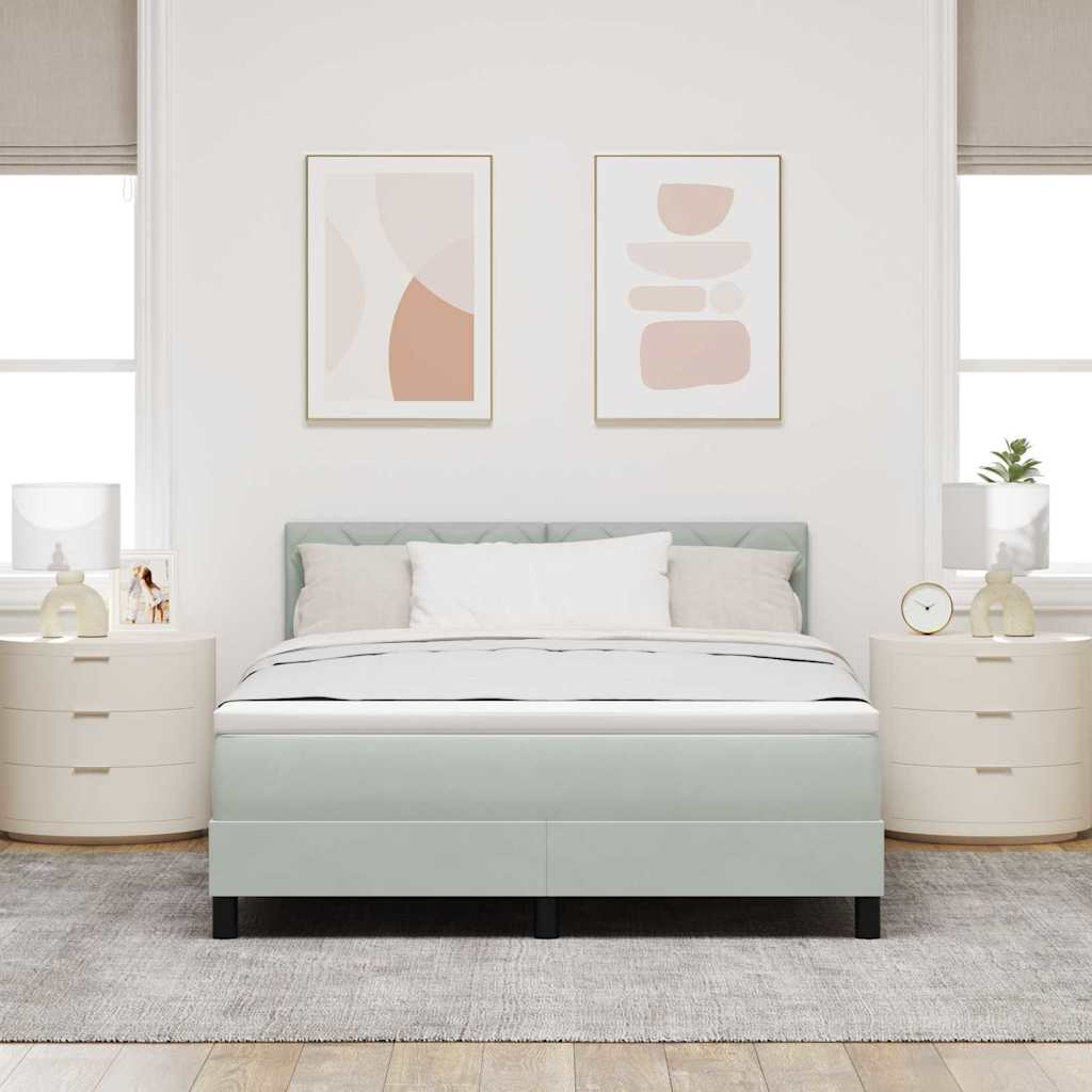 LED Box Spring Krevet Svijetlo siva 140 x 200 cm Baršun
