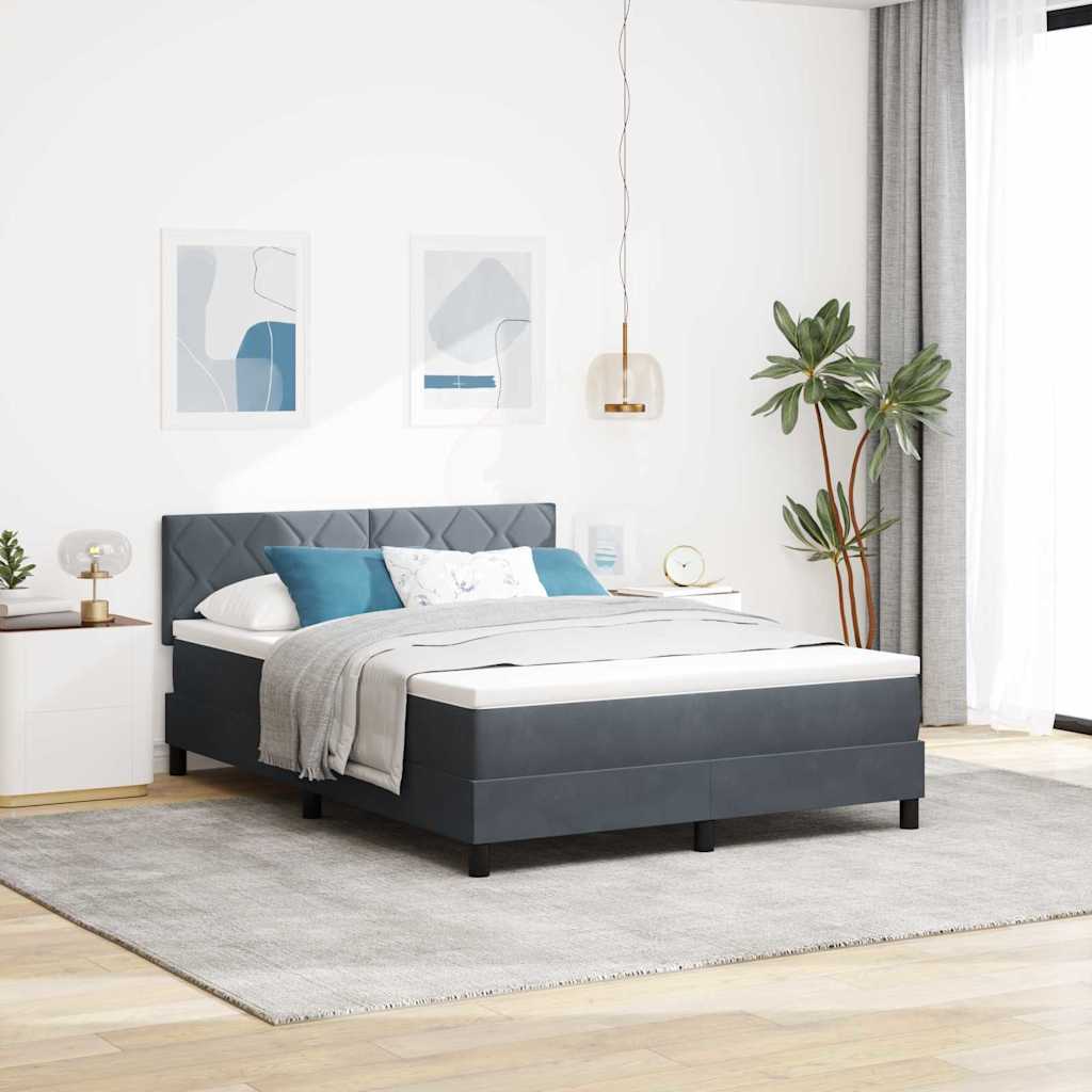 LED Box Spring Krevet Tamno siva 140 x 200 cm Baršun