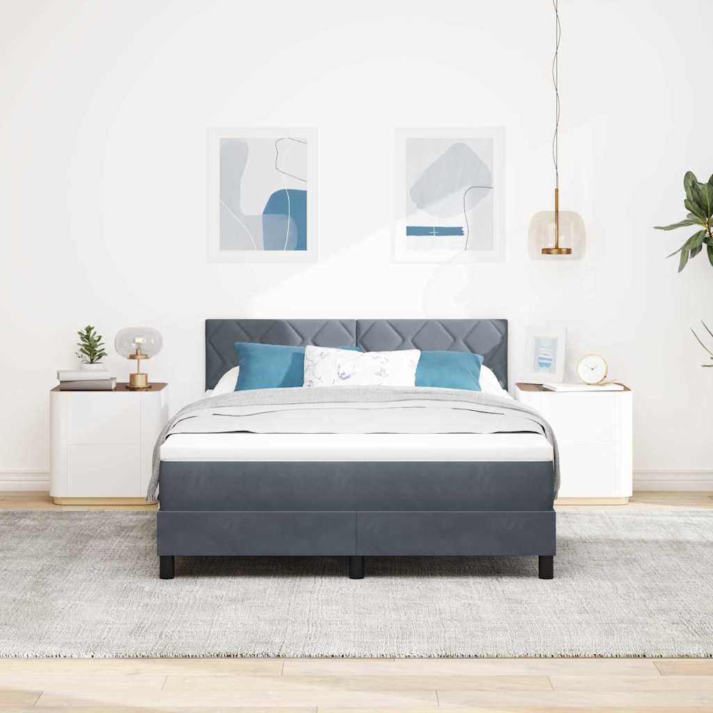 LED Box Spring Krevet Tamno siva 140 x 200 cm Baršun