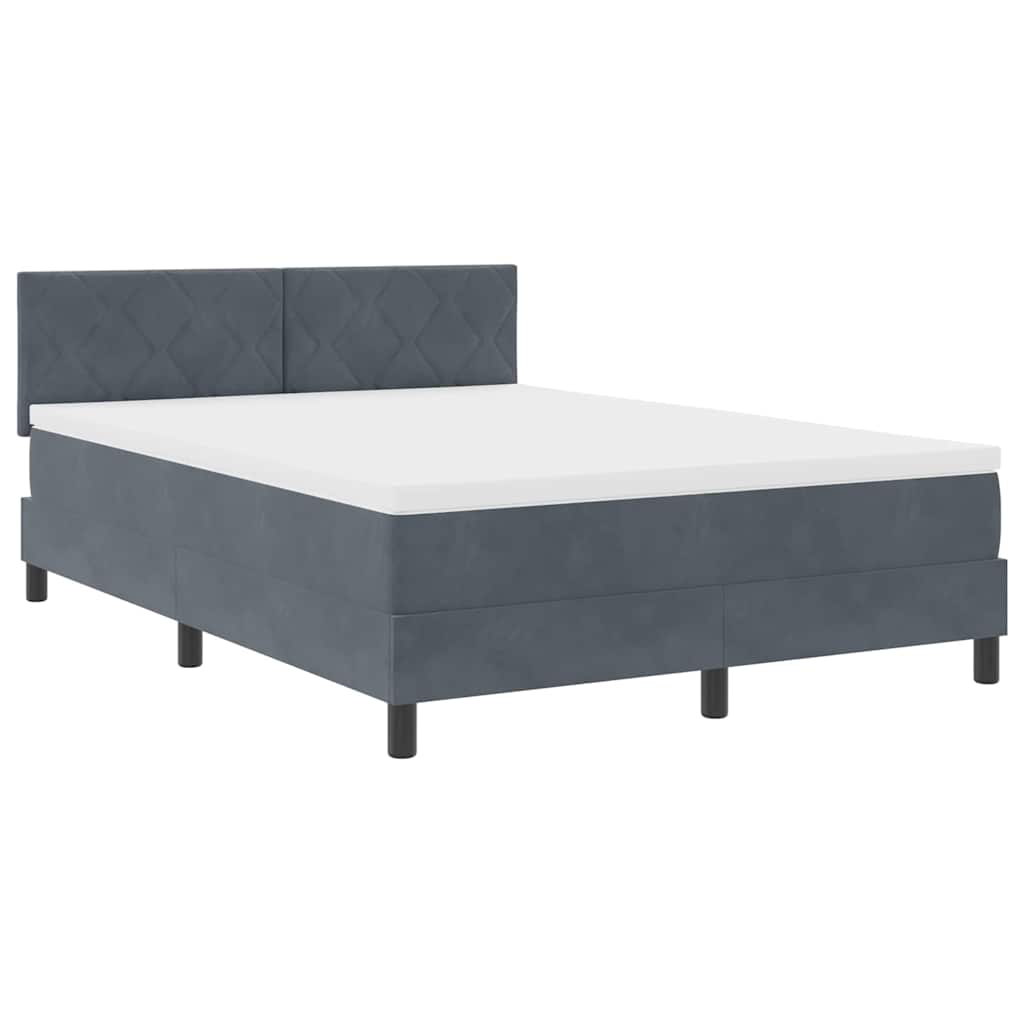 LED Box Spring Krevet Tamno siva 140 x 200 cm Baršun