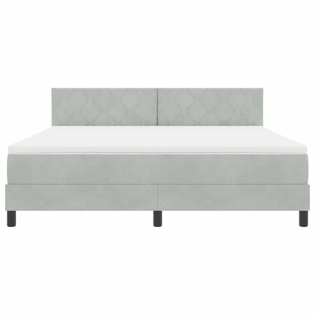 LED Box Spring Krevet Svijetlo siva 180 x 200 cm Baršun