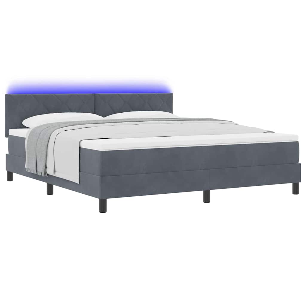 LED Box Spring Krevet s madracem Tamno siva 180 x 200 cm Baršun