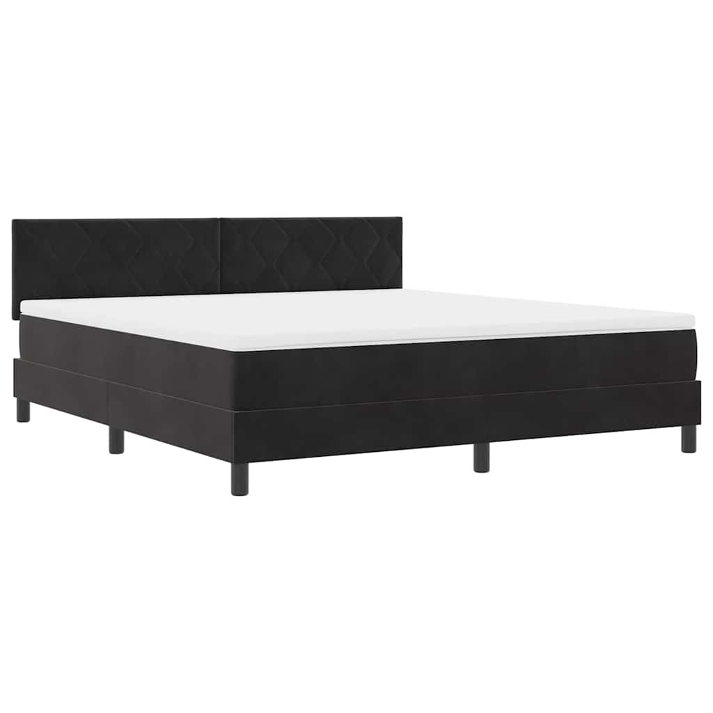 LED Box Spring Krevet s uzglavljem Crna 180 x 200 cm Baršun