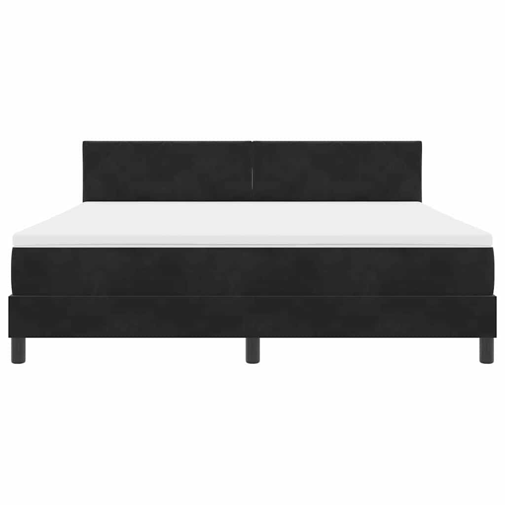 LED Box Spring Krevet s uzglavljem Crna 180 x 200 cm Baršun