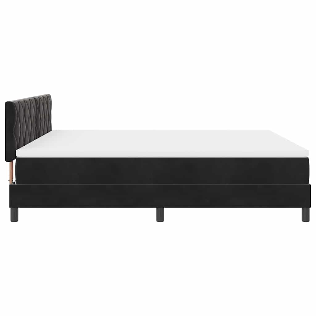 LED Box Spring Krevet s uzglavljem Crna 180 x 200 cm Baršun
