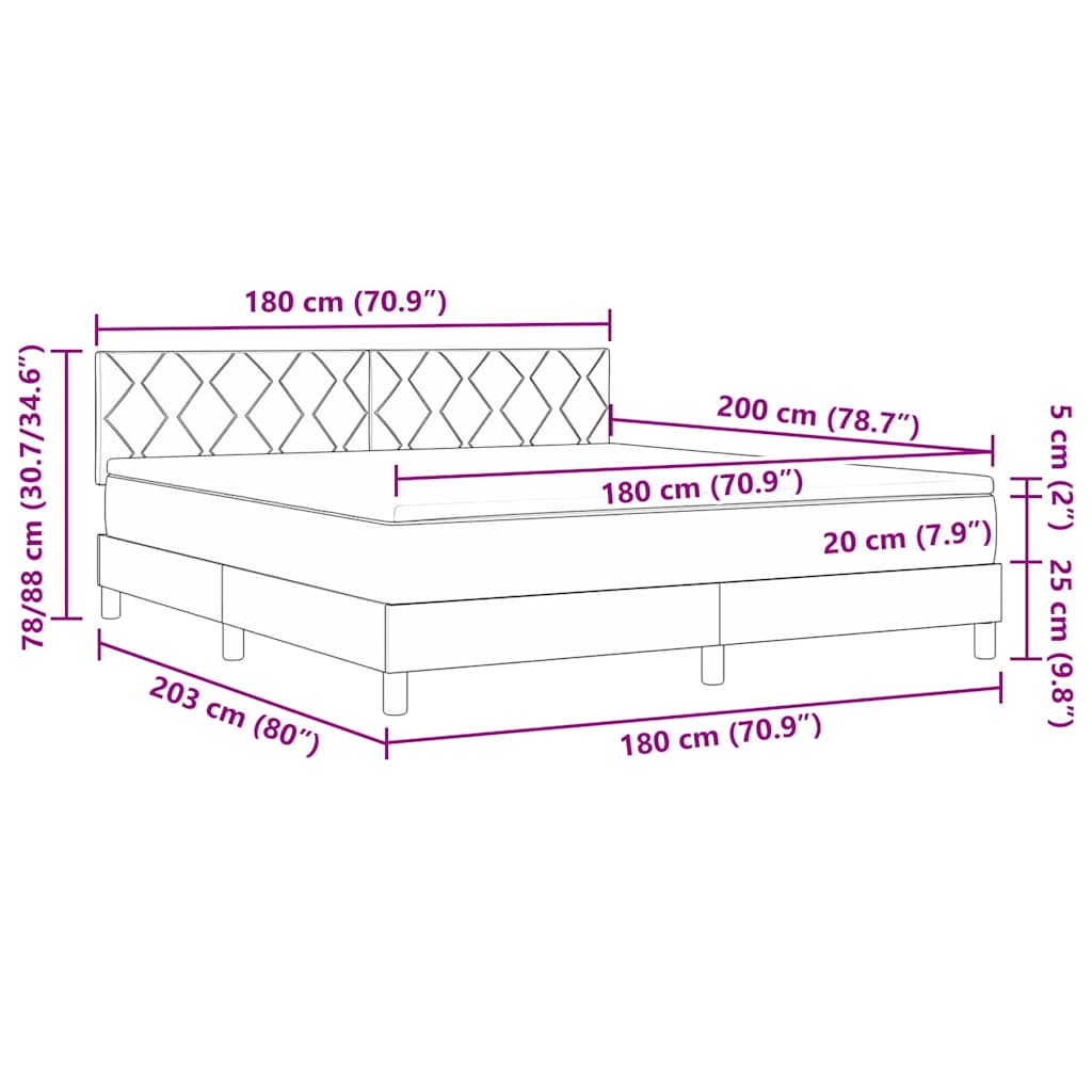 LED Box Spring Krevet Tamnozelena 180 x 200 cm Baršun