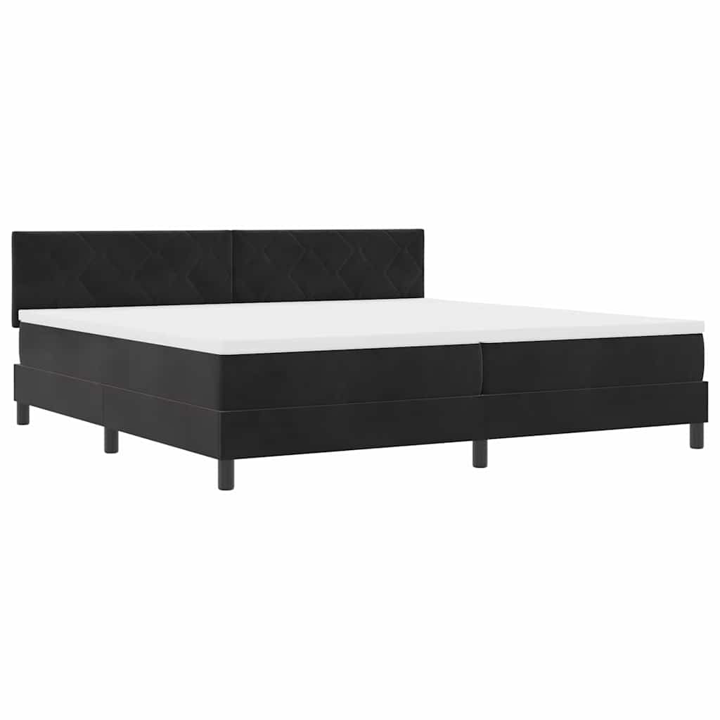 LED Box Spring Krevet s madracem Crna 200 x 200 cm Baršun