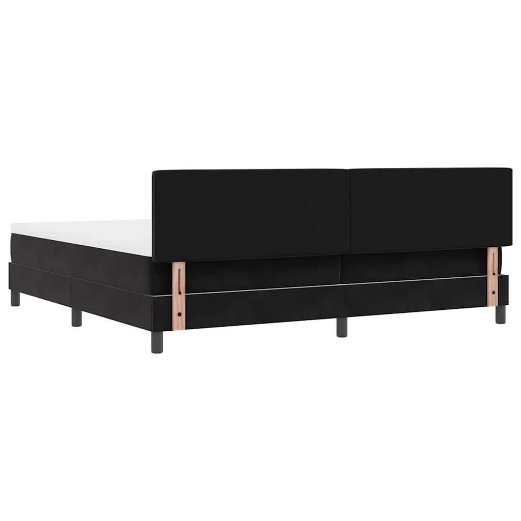 LED Box Spring Krevet s madracem Crna 200 x 200 cm Baršun