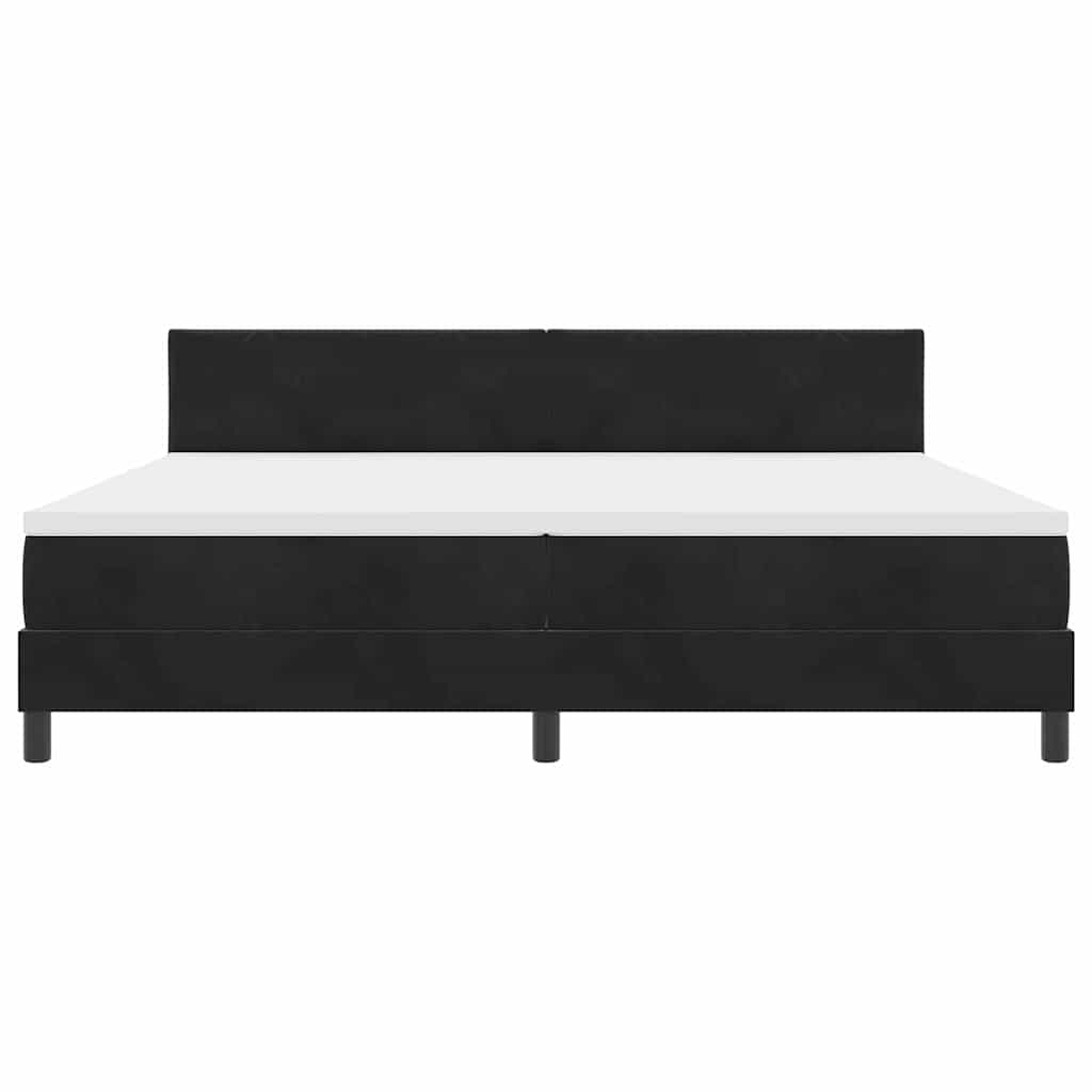 LED Box Spring Krevet s madracem Crna 200 x 200 cm Baršun