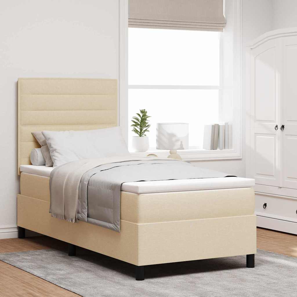 Krevet s opruga kutije s madracem Krema 100 x 200 cm tkanina
