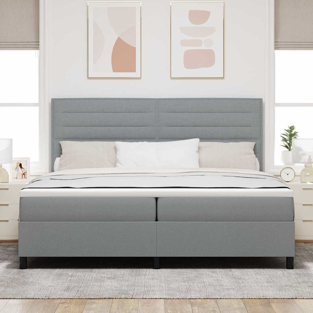 Krevet s opruga kutije Svjetlosiva 200 x 200 cm tkanina