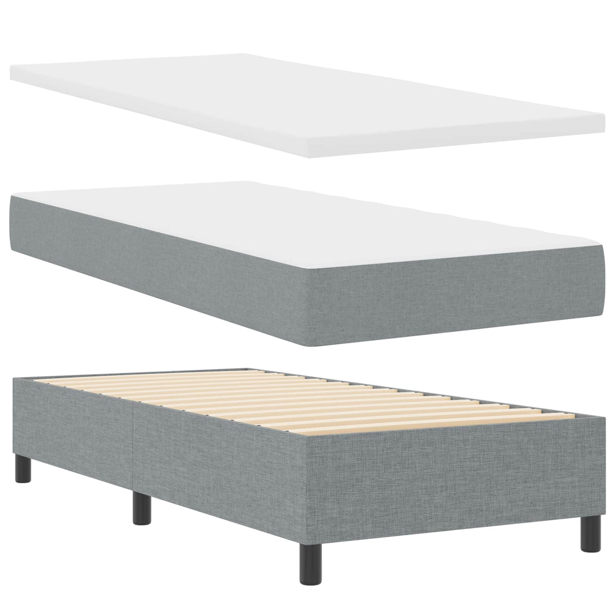 Krevet s opruga kutije Svjetlosiva 80 x 200 cm tkanina