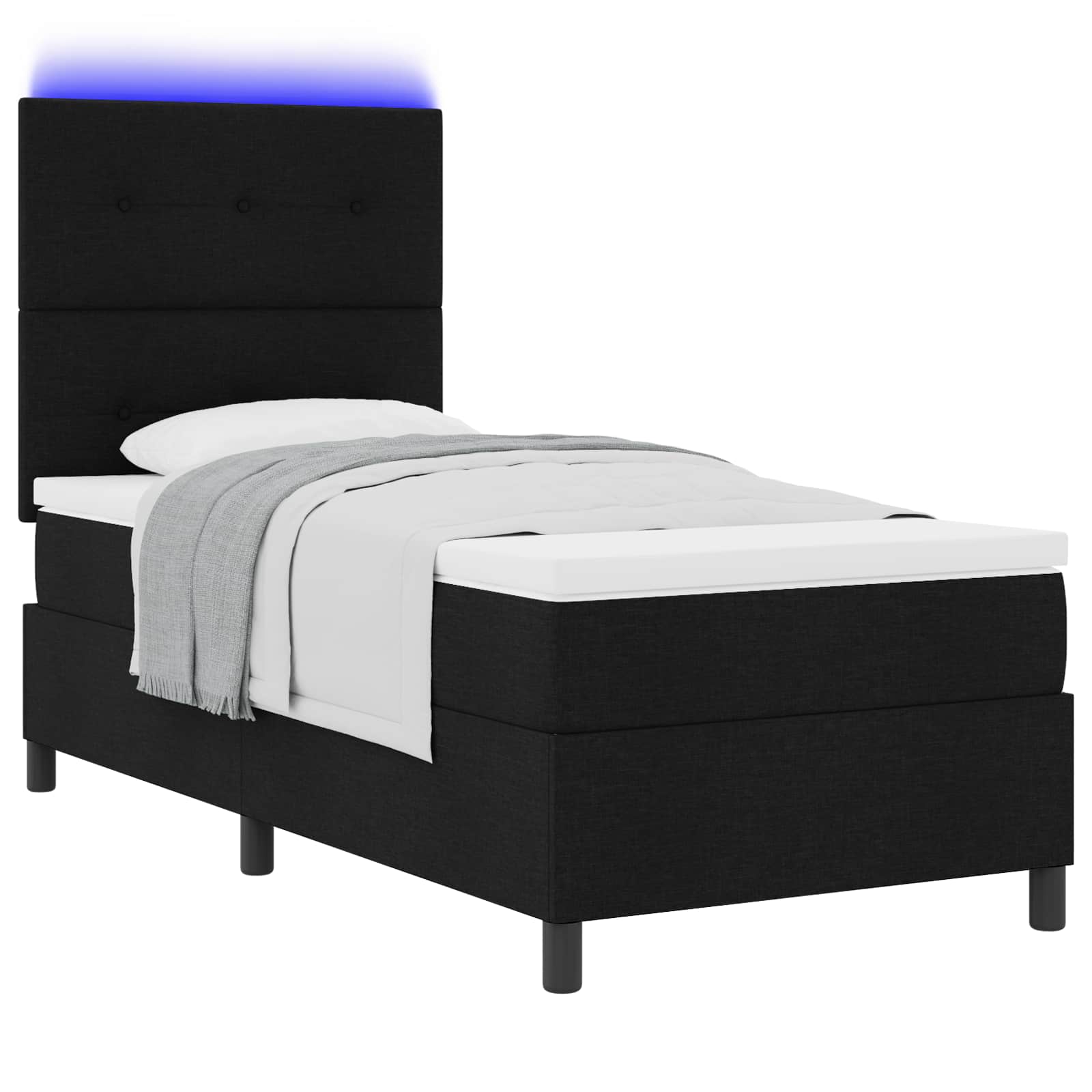Krevet s opruga kutije s LED trakama Crna 80 x 200 cm tkanina
