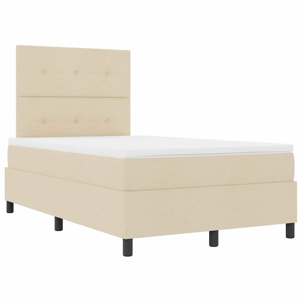 Krevet s opruga kutije s LED trakama Krema 120 x 200 cm tkanina