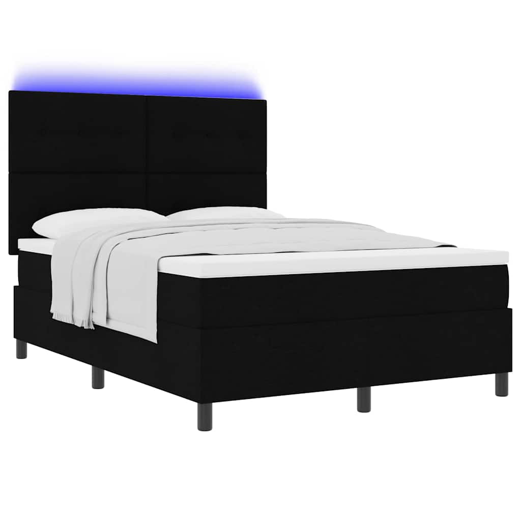 Krevet s opruga kutije s LED trakama Crna 160 x 200 cm tkanina
