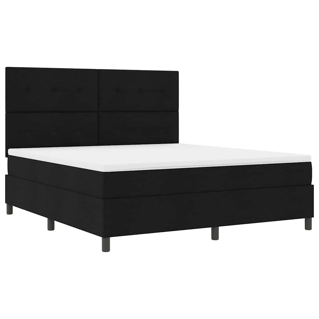Krevet s opruga kutije s LED trakama Crna 180 x 200 cm tkanina