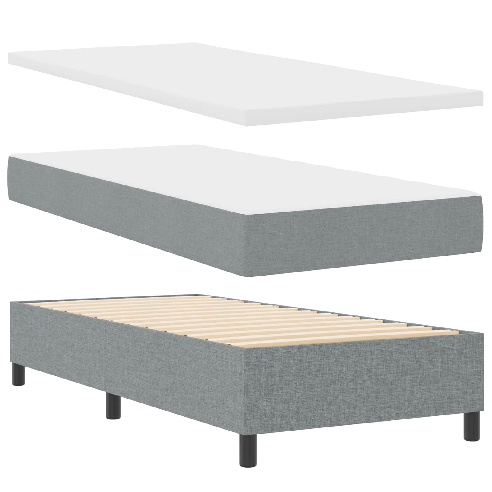 Krevet s opruga kutije Svjetlosiva 100 x 200 cm tkanina