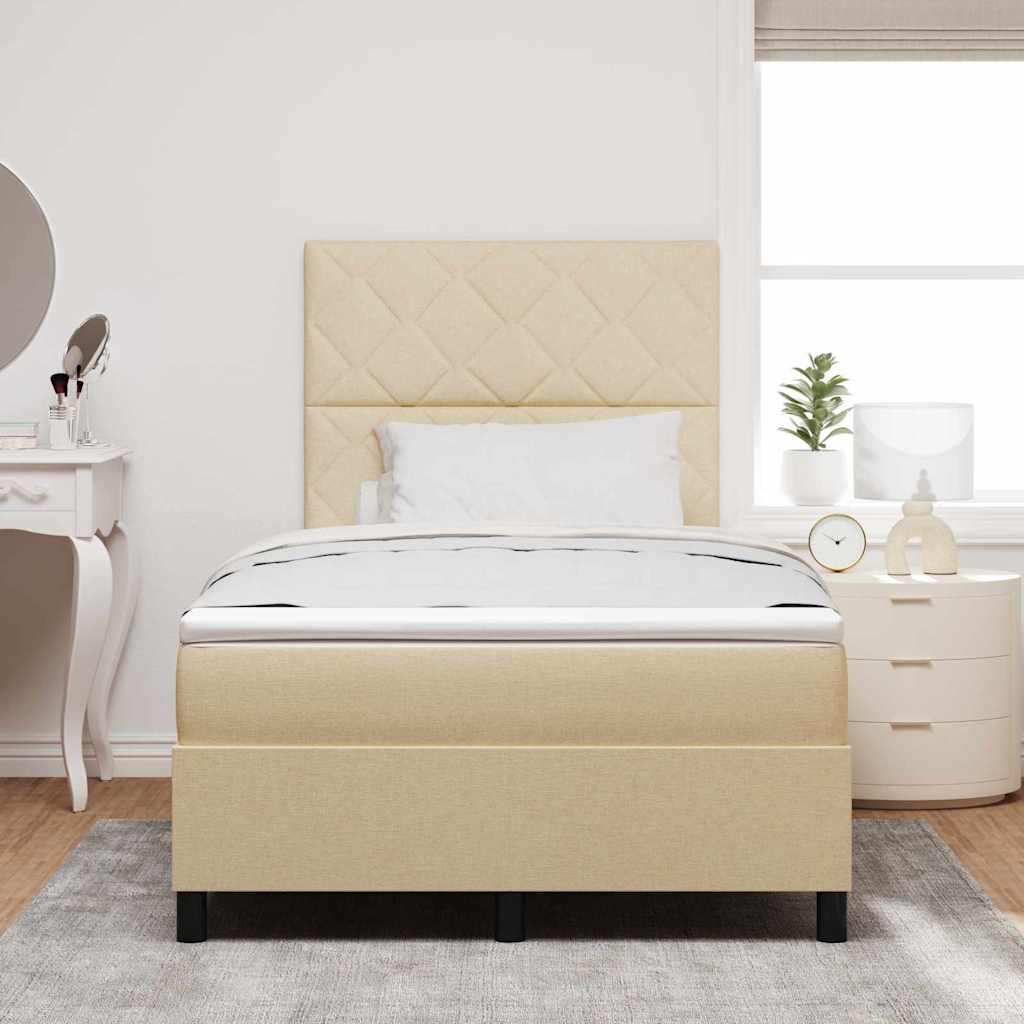 Krevet s opruga kutije s madracem Krema 120 x 200 cm tkanina