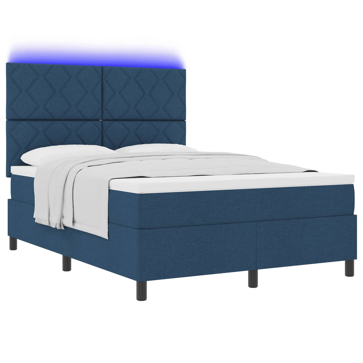 Krevet s opruga kutije s LED trakama Plava 160 x 200 cm tkanina