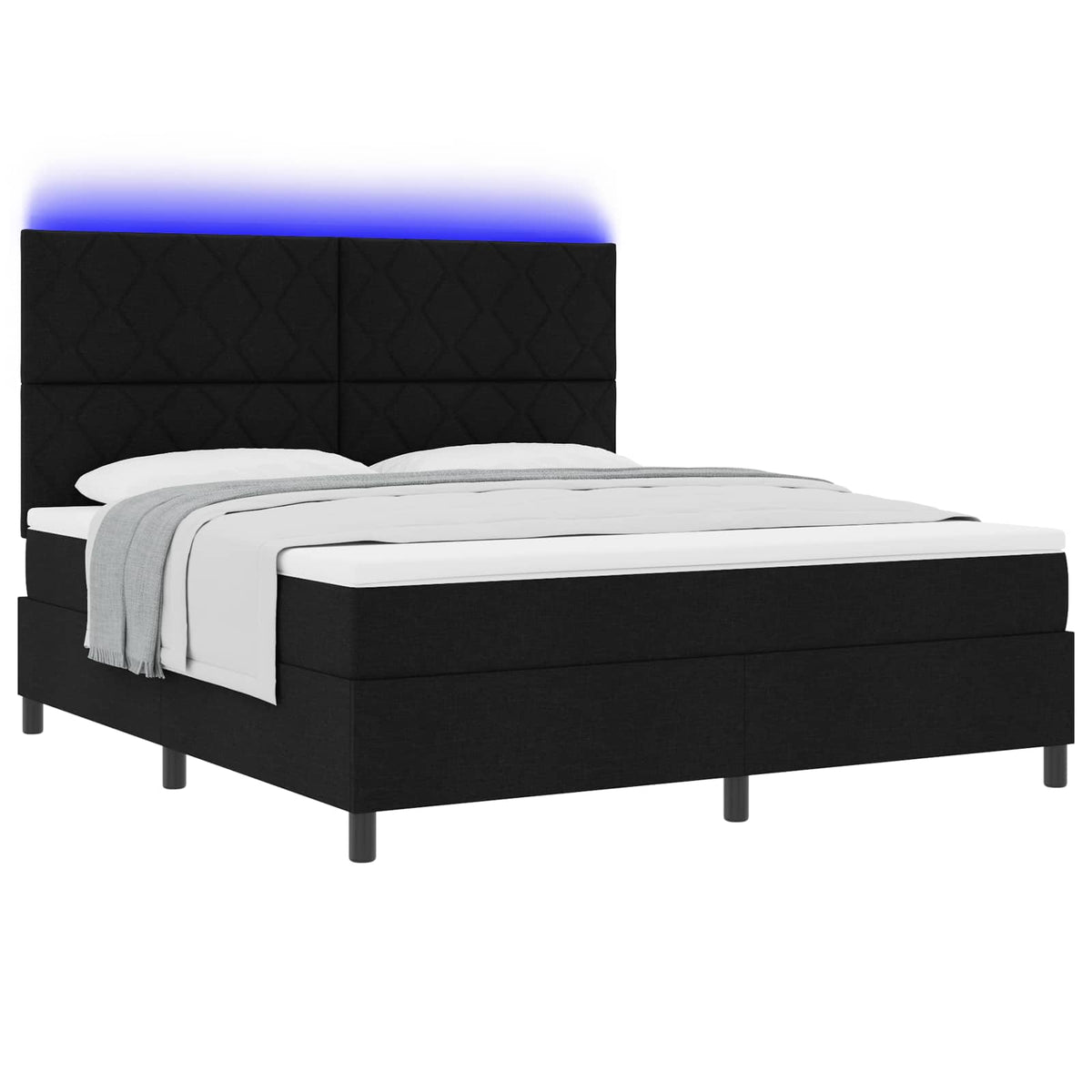 Krevet s opruga kutije s LED trakama Crna 180 x 200 cm tkanina