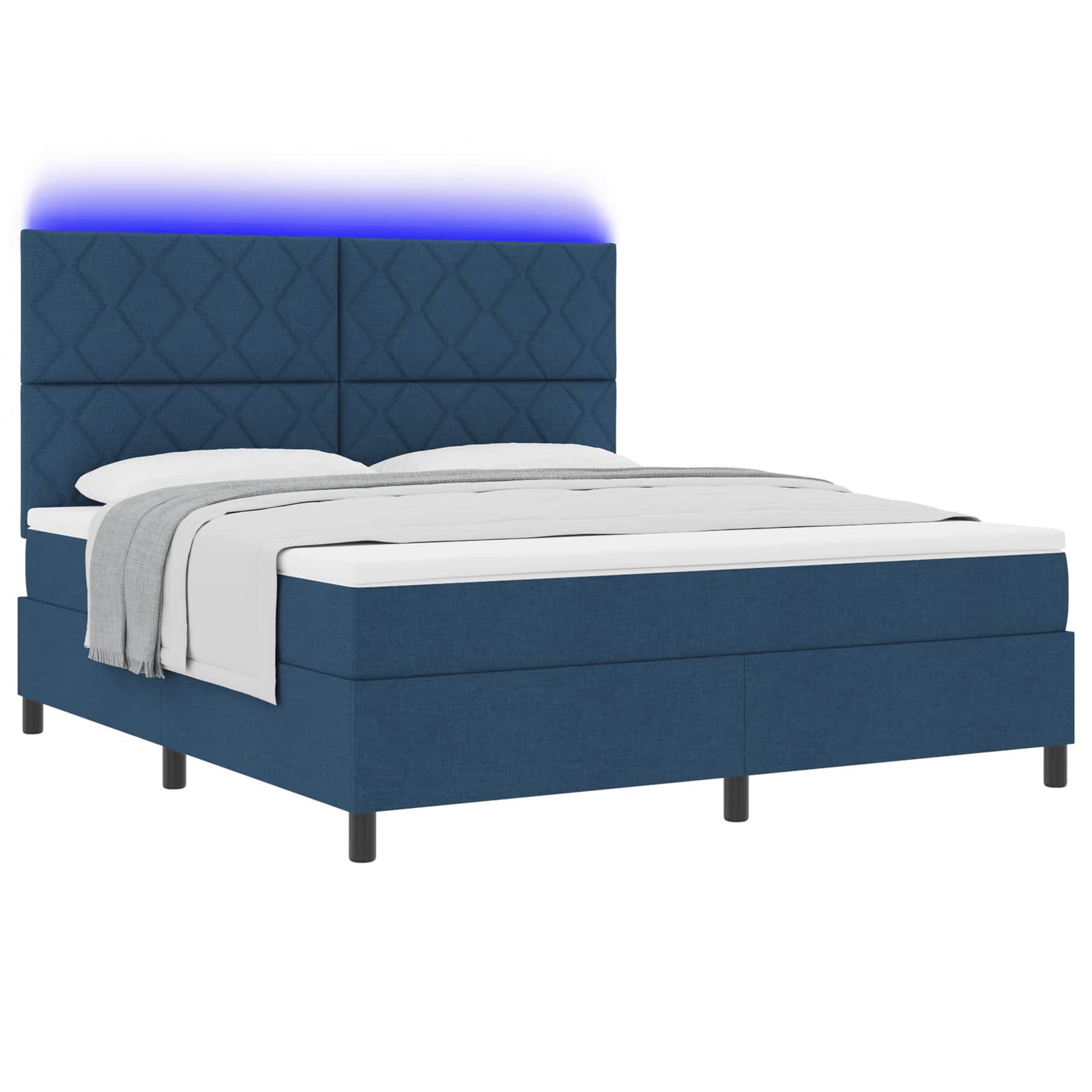 Krevet s opruga kutije s LED trakama Plava 180 x 200 cm tkanina