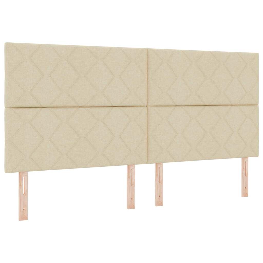 Krevet s opruga kutije s LED trakama Krema 200 x 200 cm tkanina