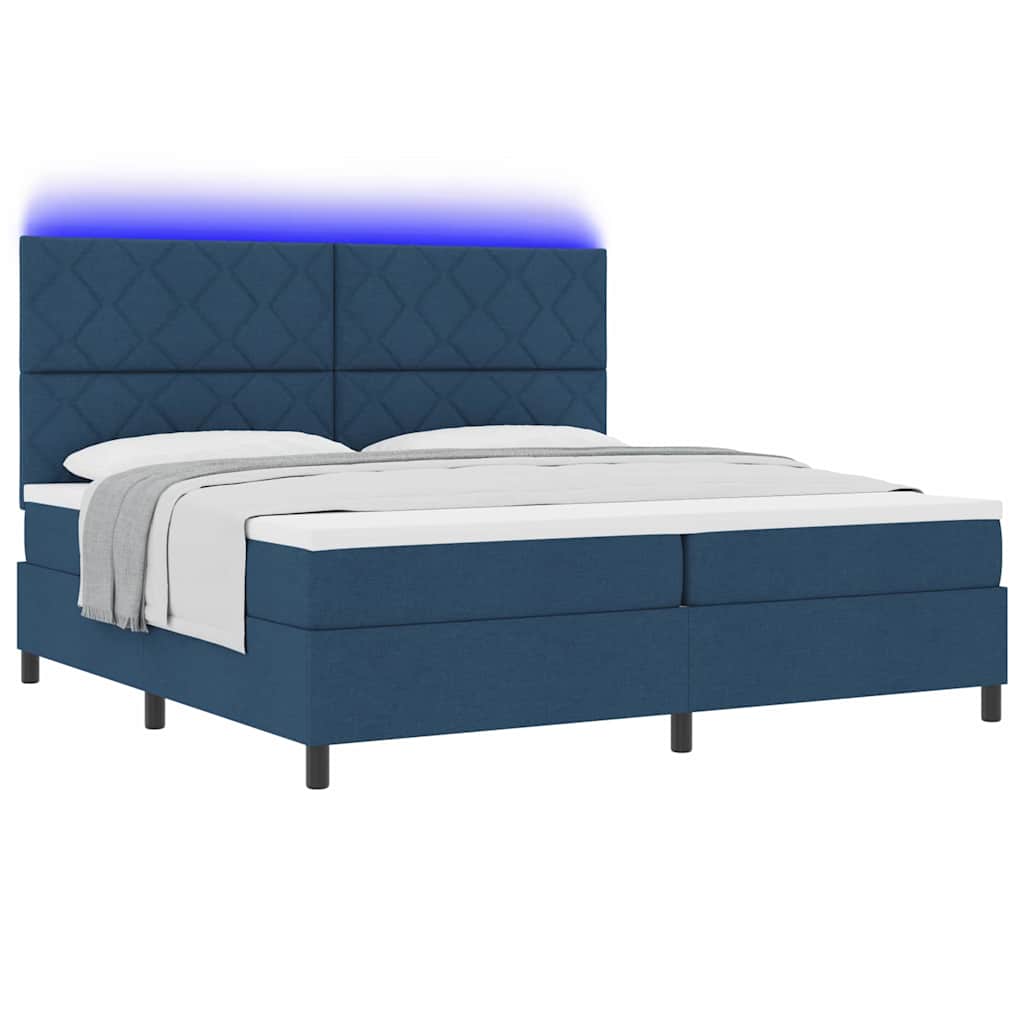 Krevet s opruga kutije s madracem Plava 200 x 200 cm tkanina