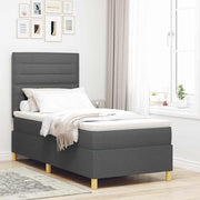 LED Box Spring Krevet s madracem Tamno siva 80 x 200 cm tkanina