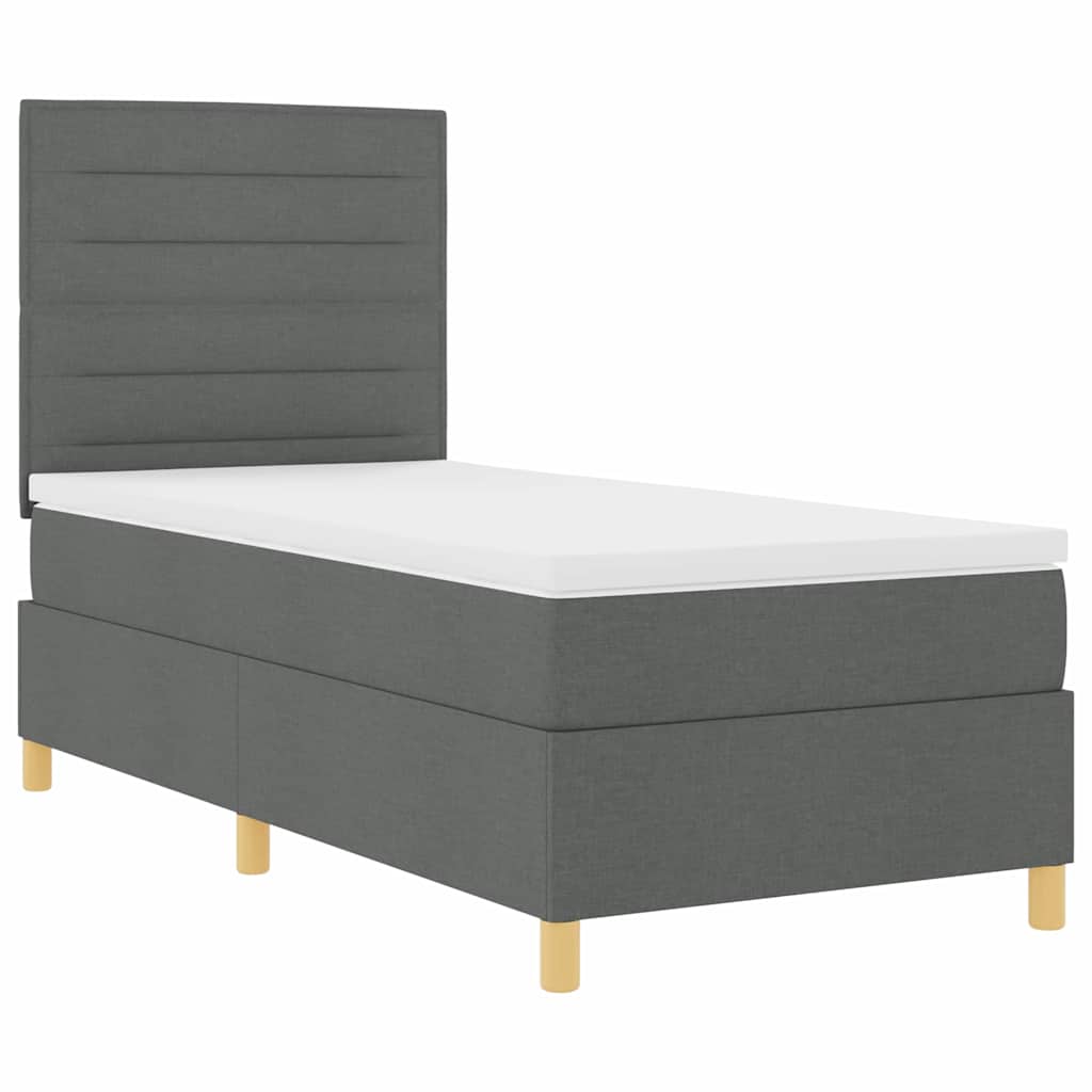 LED Box Spring Krevet s madracem Tamno siva 80 x 200 cm tkanina