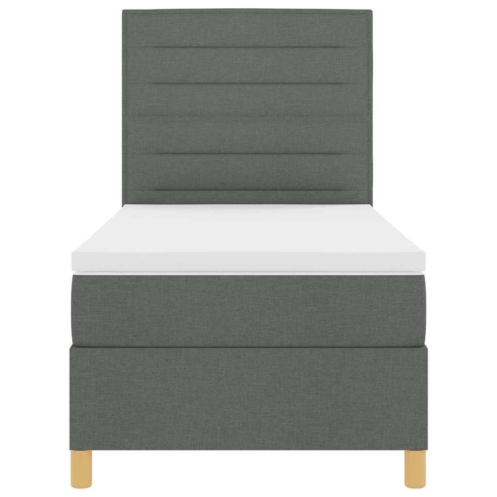 LED Box Spring Krevet s madracem Tamno siva 80 x 200 cm tkanina