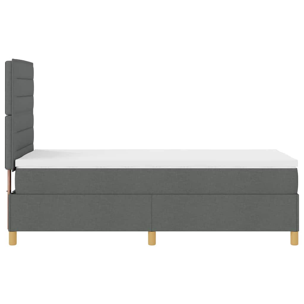 LED Box Spring Krevet s madracem Tamno siva 90 x 190 cm tkanina