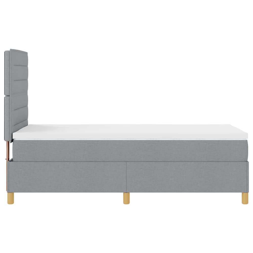 LED Box Spring Krevet Svijetlo siva 90 x 200 cm tkanina