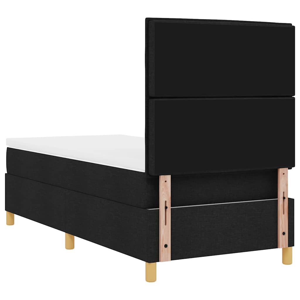 LED Box Spring Krevet s madracem Crna 90 x 200 cm tkanina