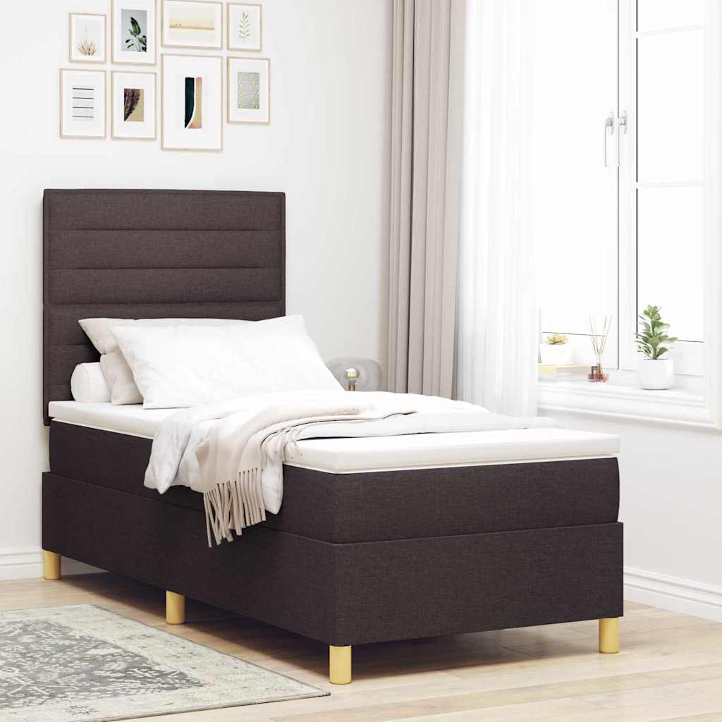 LED Box Spring Krevet Tamno smeđa 90 x 200 cm tkanina