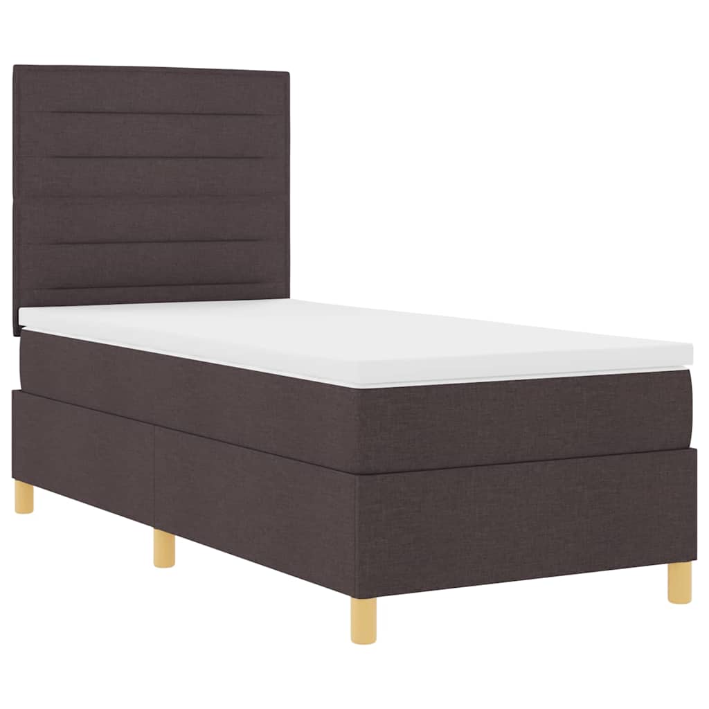 LED Box Spring Krevet Tamno smeđa 100 x 200 cm tkanina