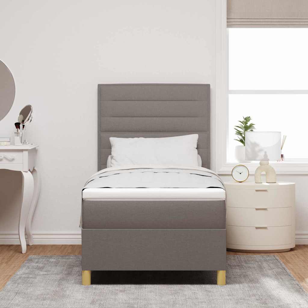 LED Box Spring Krevet Sivo-smeđa 100 x 200 cm tkanina