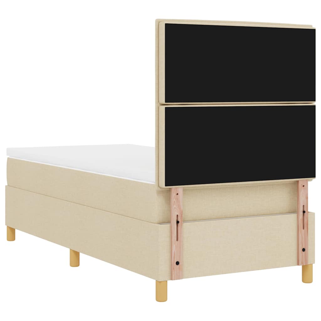 LED Box Spring Krevet s madracem Krema 100 x 200 cm tkanina