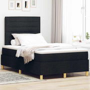 LED Box Spring Krevet s madracem Crna 120 x 190 cm tkanina