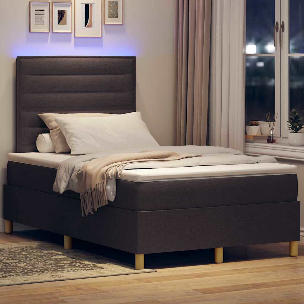 LED Box Spring Krevet Tamno smeđa 120 x 190 cm tkanina