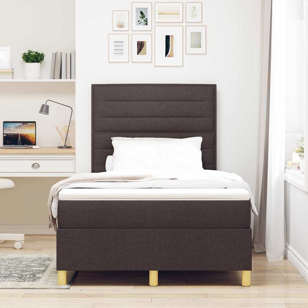 LED Box Spring Krevet Tamno smeđa 120 x 190 cm tkanina